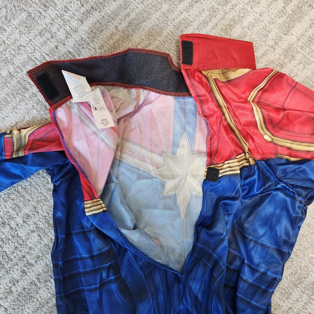 Marvel youth Captin Marvel costume pretend play jumpsuit size L 12-14 - Picture 9 of 11
